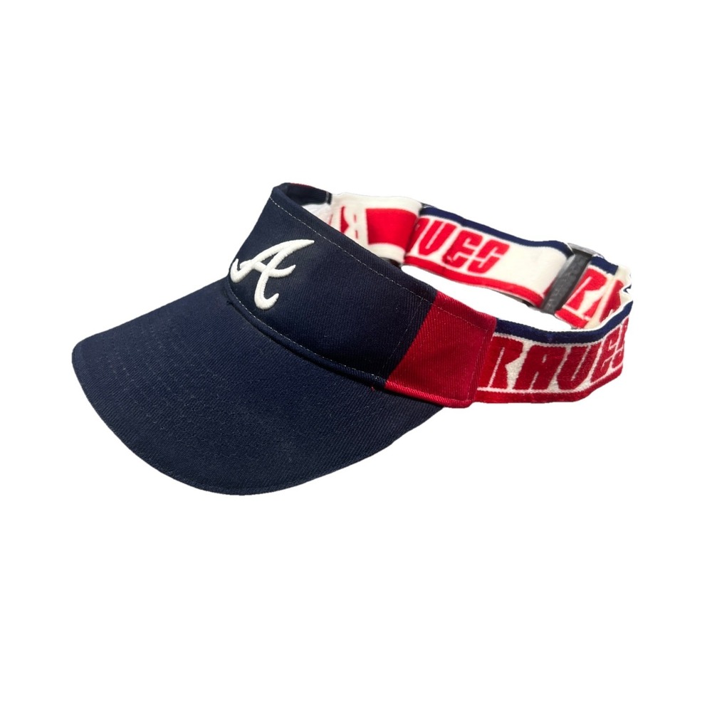 Vintage Atlanta Braves Visor Adjustable Back Men Blue Red MLB Baseball 90s Sport
